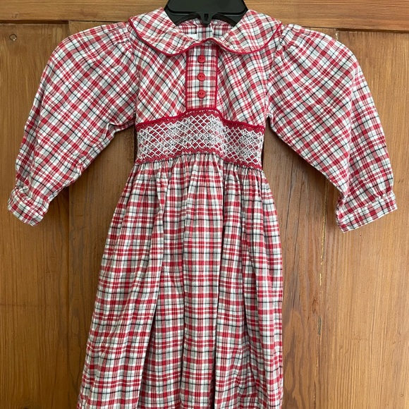 Strasburg Other - Strasburg Red Gray White Plaid Smocked Dress 4